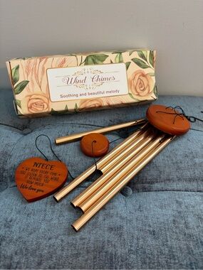 Metal & Wood Heart Engraved Niece Wind Chime New In Box